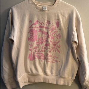 PINK Victoria's Secret Cream and Pink Graphic Sweater